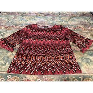 Bob Mackie Red Patterned Shirt